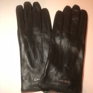 BN Calvin Klein brown sheepskin leather gloves